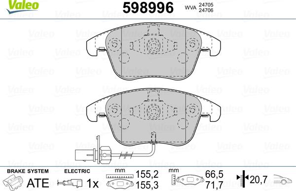 Valeo 598996 - Тормозные колодки, дисковые, комплект autosila-amz.com