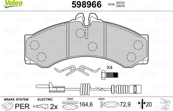 Valeo 598966 - Тормозные колодки, дисковые, комплект autosila-amz.com