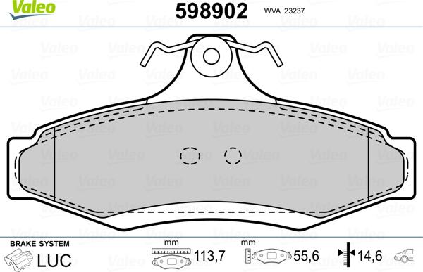 Valeo 598902 - Тормозные колодки, дисковые, комплект autosila-amz.com