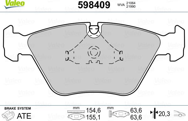 Valeo 598409 - Тормозные колодки, дисковые, комплект autosila-amz.com