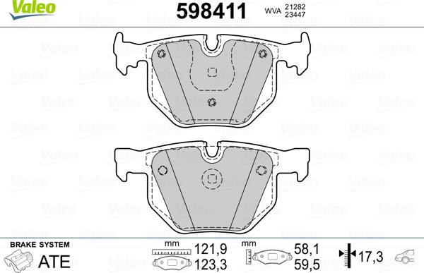 Valeo 598411 - Тормозные колодки, дисковые, комплект autosila-amz.com