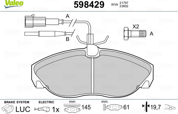 Valeo 598429 - Тормозные колодки, дисковые, комплект autosila-amz.com