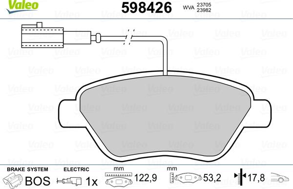 Valeo 598426 - Тормозные колодки, дисковые, комплект autosila-amz.com