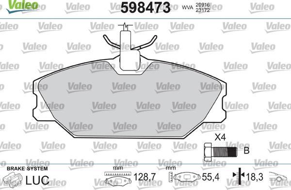 Valeo 598473 - Тормозные колодки, дисковые, комплект autosila-amz.com