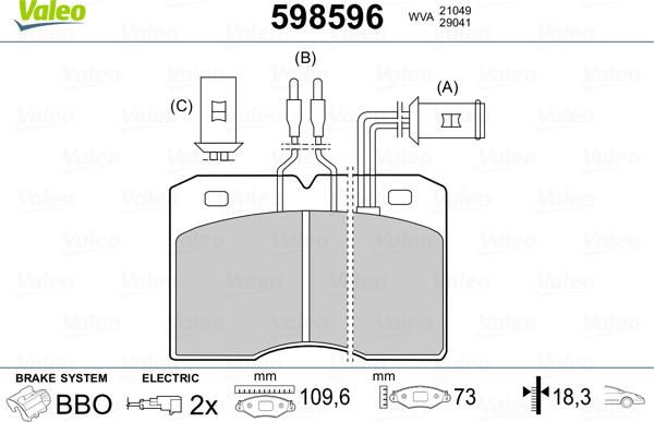 Valeo 598596 - Тормозные колодки, дисковые, комплект autosila-amz.com