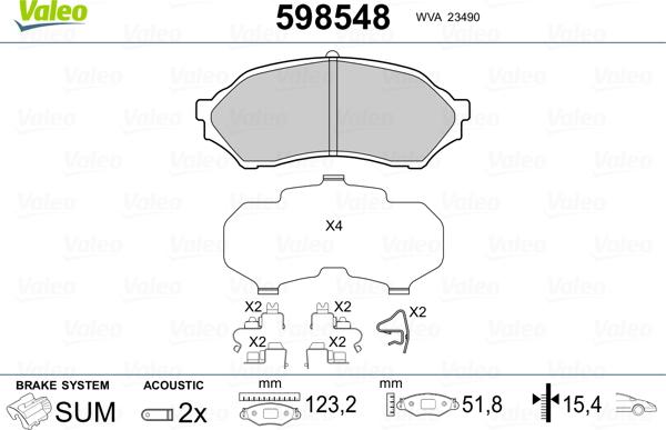 Valeo 598548 - Тормозные колодки, дисковые, комплект autosila-amz.com