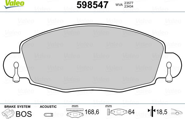 Valeo 598547 - Тормозные колодки, дисковые, комплект autosila-amz.com