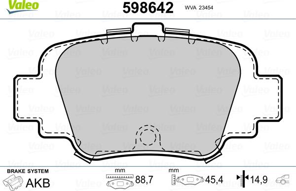 Valeo 598642 - Тормозные колодки, дисковые, комплект autosila-amz.com