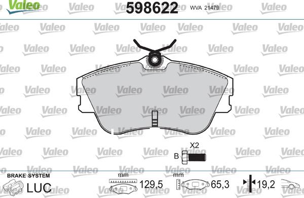 Valeo 598622 - Тормозные колодки, дисковые, комплект autosila-amz.com