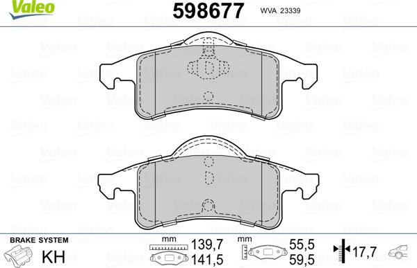 Valeo 598677 - Тормозные колодки, дисковые, комплект autosila-amz.com