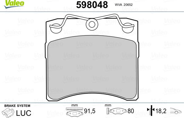 Valeo 598048 - VL598048 колодки дисковые передние!\ VW T4 91> autosila-amz.com