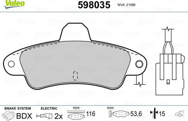 Valeo 598035 - Тормозные колодки, дисковые, комплект autosila-amz.com