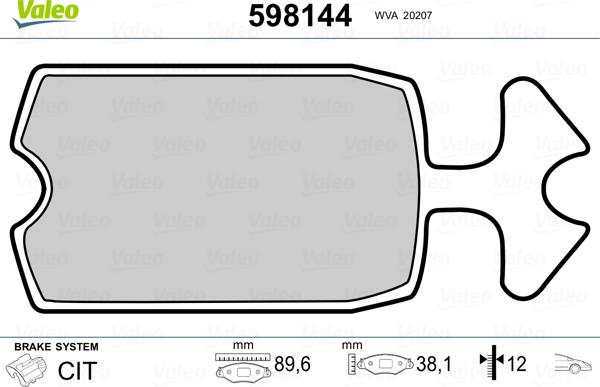 Valeo 598144 - Тормозные колодки, дисковые, комплект autosila-amz.com