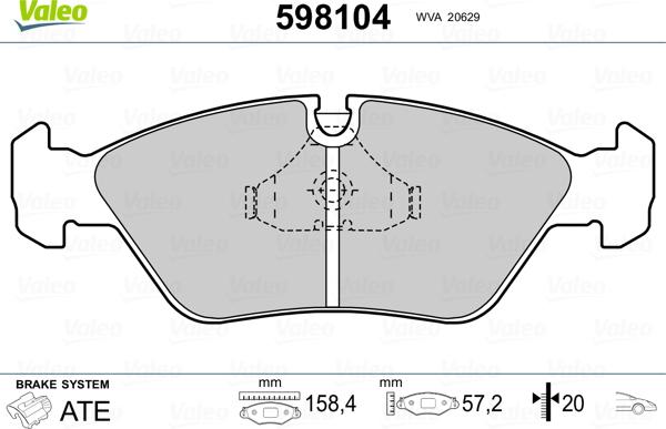 Valeo 598104 - Тормозные колодки, дисковые, комплект autosila-amz.com