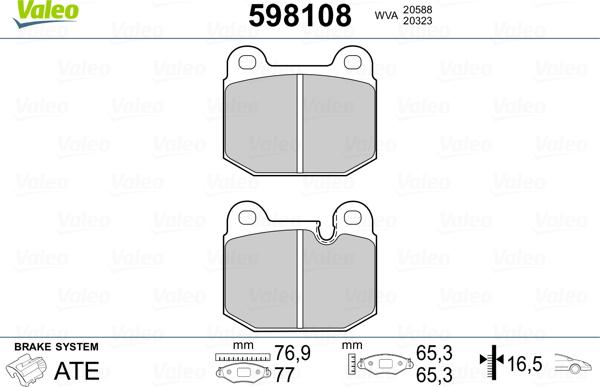 Valeo 598108 - Тормозные колодки, дисковые, комплект autosila-amz.com