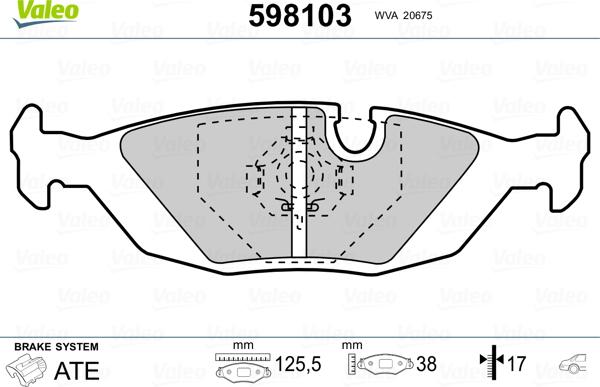 Valeo 598103 - Тормозные колодки, дисковые, комплект autosila-amz.com