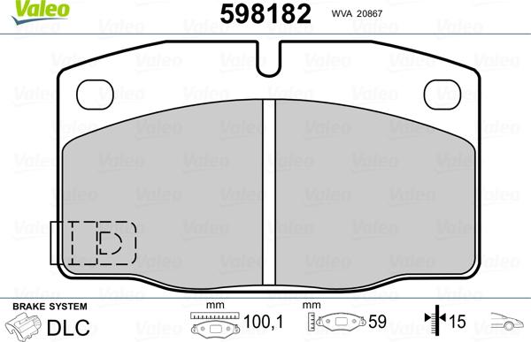 Valeo 598182 - Тормозные колодки, дисковые, комплект autosila-amz.com