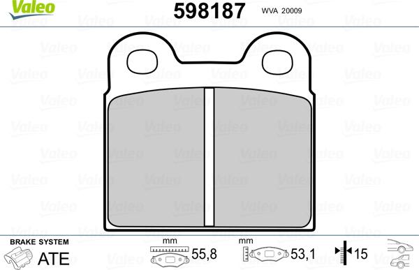 Valeo 598187 - Тормозные колодки, дисковые, комплект autosila-amz.com