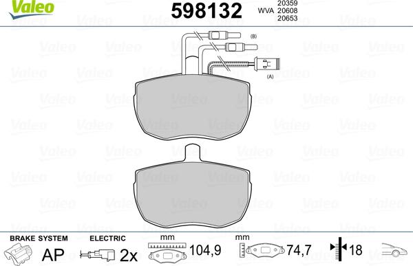 Valeo 598132 - Тормозные колодки, дисковые, комплект autosila-amz.com