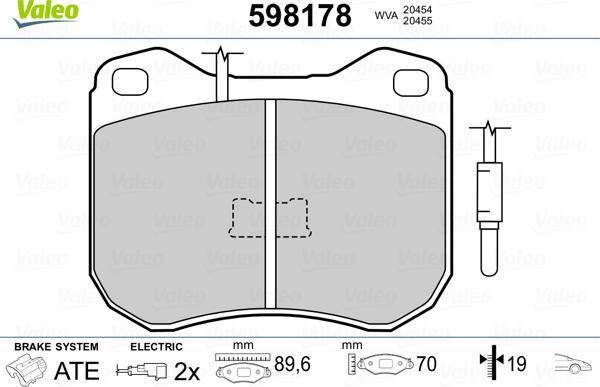 Valeo 598178 - Тормозные колодки, дисковые, комплект autosila-amz.com