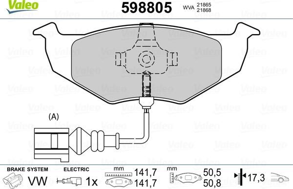 Valeo 598805 - VL598805 колодки дисковые передние!\VW Polo 1.0i-1.9SDi 96-01/Lupo 1.0i-1.7SDi 97> autosila-amz.com