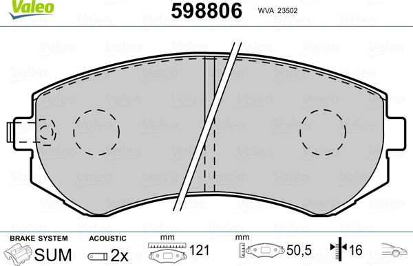 Valeo 598806 - Тормозные колодки, дисковые, комплект autosila-amz.com