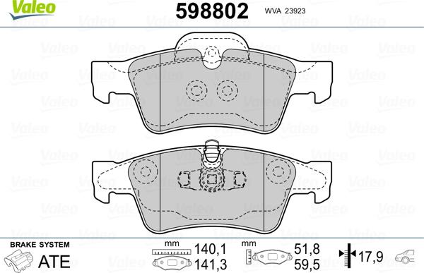 Valeo 598802 - Тормозные колодки, дисковые, комплект autosila-amz.com