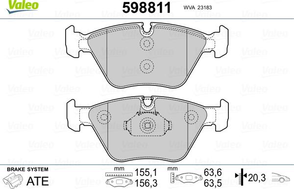 Valeo 598811 - Тормозные колодки, дисковые, комплект autosila-amz.com