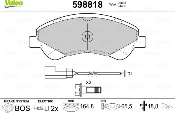 Valeo 598818 - Тормозные колодки, дисковые, комплект autosila-amz.com