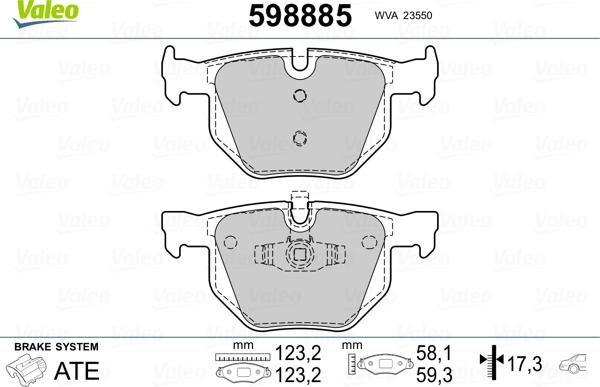 Valeo 598885 - Тормозные колодки, дисковые, комплект autosila-amz.com