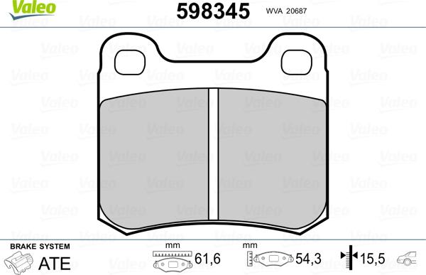 Valeo 598345 - Комплект тормозных колодок, диско autosila-amz.com