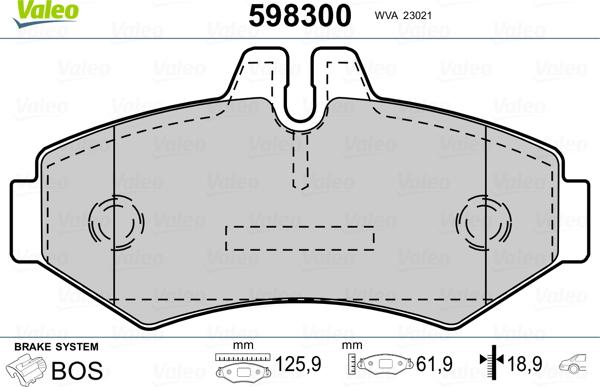 Valeo 598300 - Тормозные колодки, дисковые, комплект autosila-amz.com