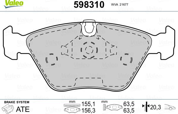 Valeo 598310 - Тормозные колодки, дисковые, комплект autosila-amz.com