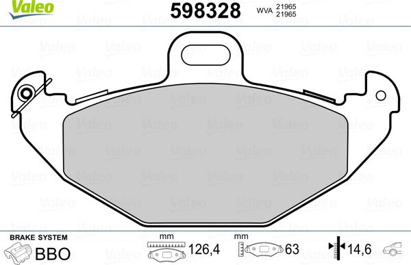 Valeo 598328 - Тормозные колодки, дисковые, комплект autosila-amz.com