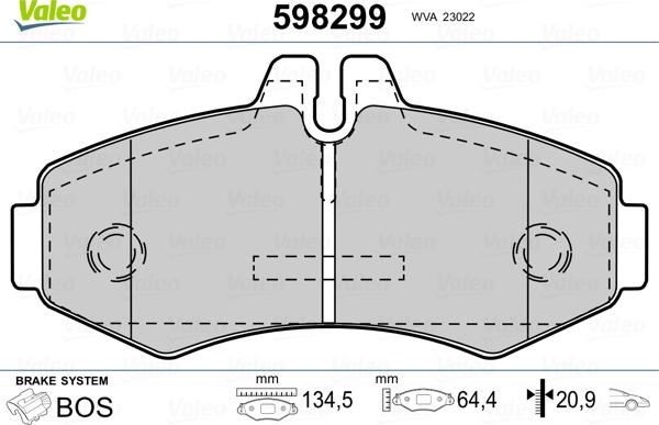 Valeo 598299 - Тормозные колодки, дисковые, комплект autosila-amz.com