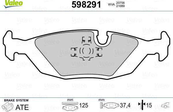 Valeo 598291 - Тормозные колодки, дисковые, комплект autosila-amz.com