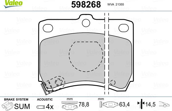 Valeo 598268 - Тормозные колодки, дисковые, комплект autosila-amz.com