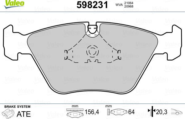 Valeo 598231 - Тормозные колодки, дисковые, комплект autosila-amz.com