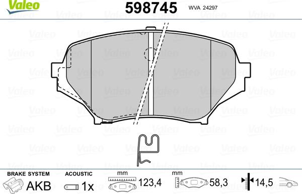 Valeo 598745 - Тормозные колодки, дисковые, комплект autosila-amz.com