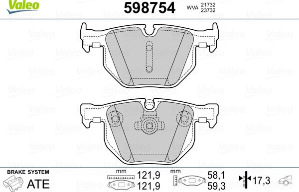 Valeo 598754 - Тормозные колодки, дисковые, комплект autosila-amz.com