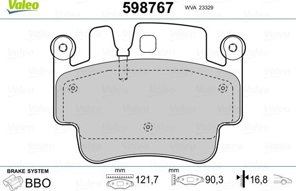 Valeo 598767 - Тормозные колодки, дисковые, комплект autosila-amz.com