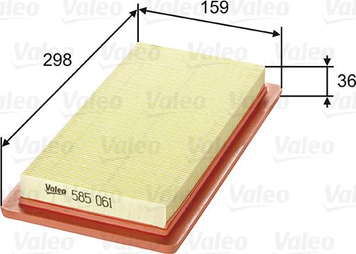 Valeo 585061 - Воздушный фильтр, двигатель autosila-amz.com