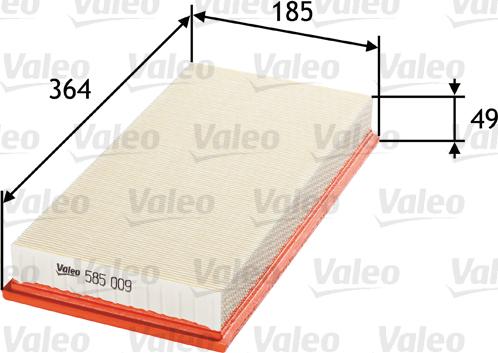 Valeo 585009 - Воздушный фильтр, двигатель autosila-amz.com