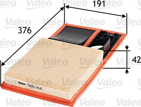 Valeo 585154 - Фильтр воздушный VAG G5/FABIA 1.4-1.6 05- autosila-amz.com