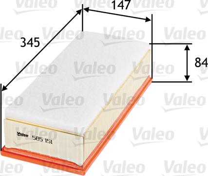 Valeo 585151 - Воздушный фильтр, двигатель autosila-amz.com