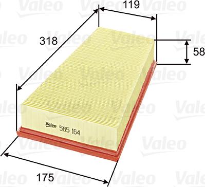 Valeo 585164 - Воздушный фильтр, двигатель autosila-amz.com