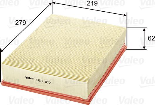 Valeo 585107 - Воздушный фильтр, двигатель autosila-amz.com