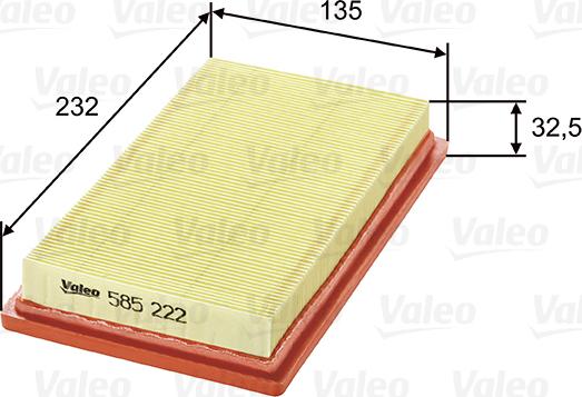 Valeo 585222 - Воздушный фильтр, двигатель autosila-amz.com