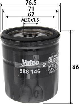 Valeo 586146 - Масляный фильтр autosila-amz.com