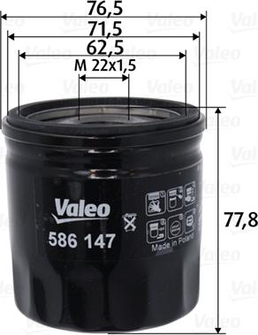 Valeo 586147 - Масляный фильтр autosila-amz.com